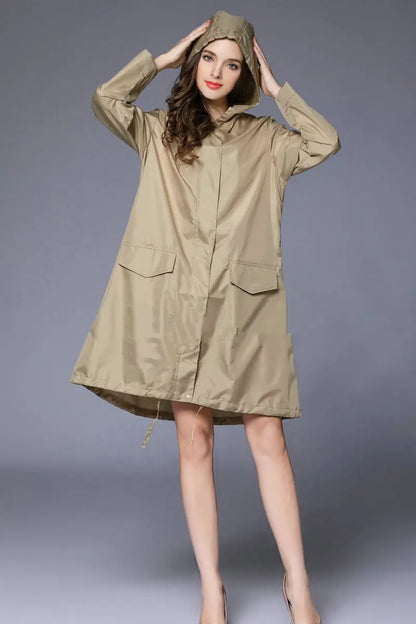 Waterproof Breathable One-Piece Hiking Raincoat