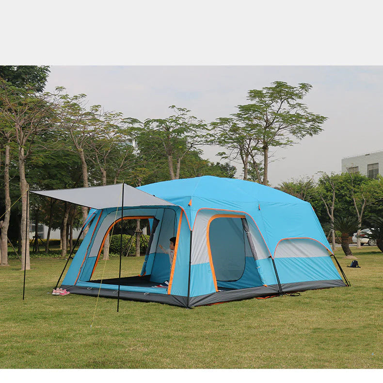 Double-Layer Waterproof Camping Tent with Two Bedrooms