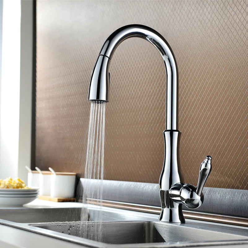 All Copper Rotatable Pull-Out Kitchen Faucet