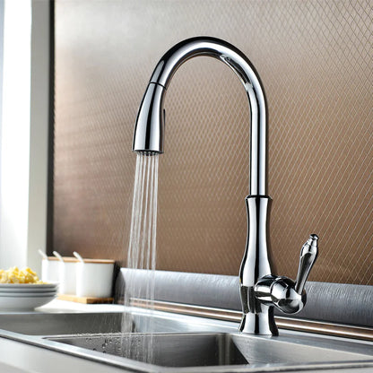All Copper Rotatable Pull-Out Kitchen Faucet