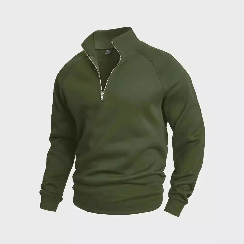 Men's Fleece Zip-Up Stand Collar Sweater