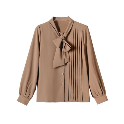 2024 Spring New Women's French Bow White Shirt