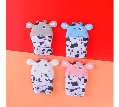 Baby Cow Teething Mittens - Cartoon Silicone Gloves