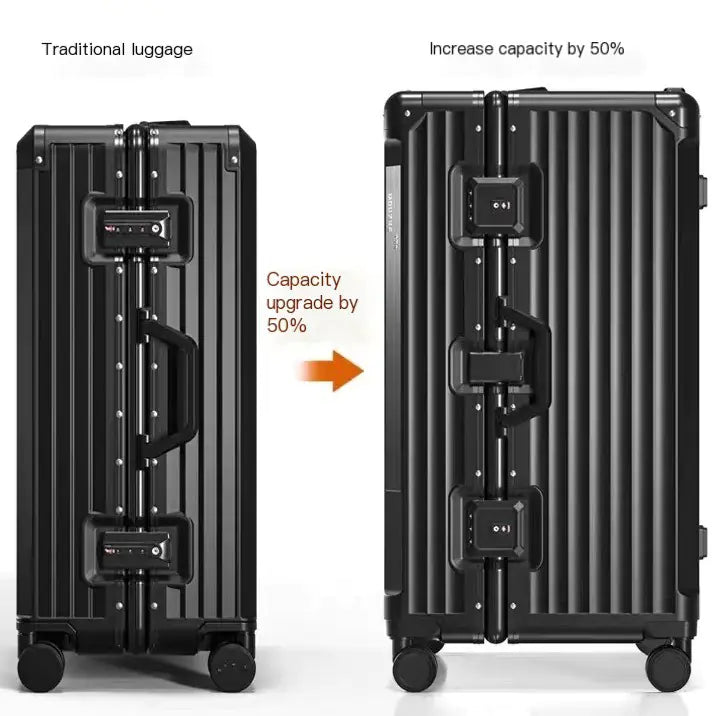 Aluminum Frame Luggage Suitcase, Large Capacity, Stylish
