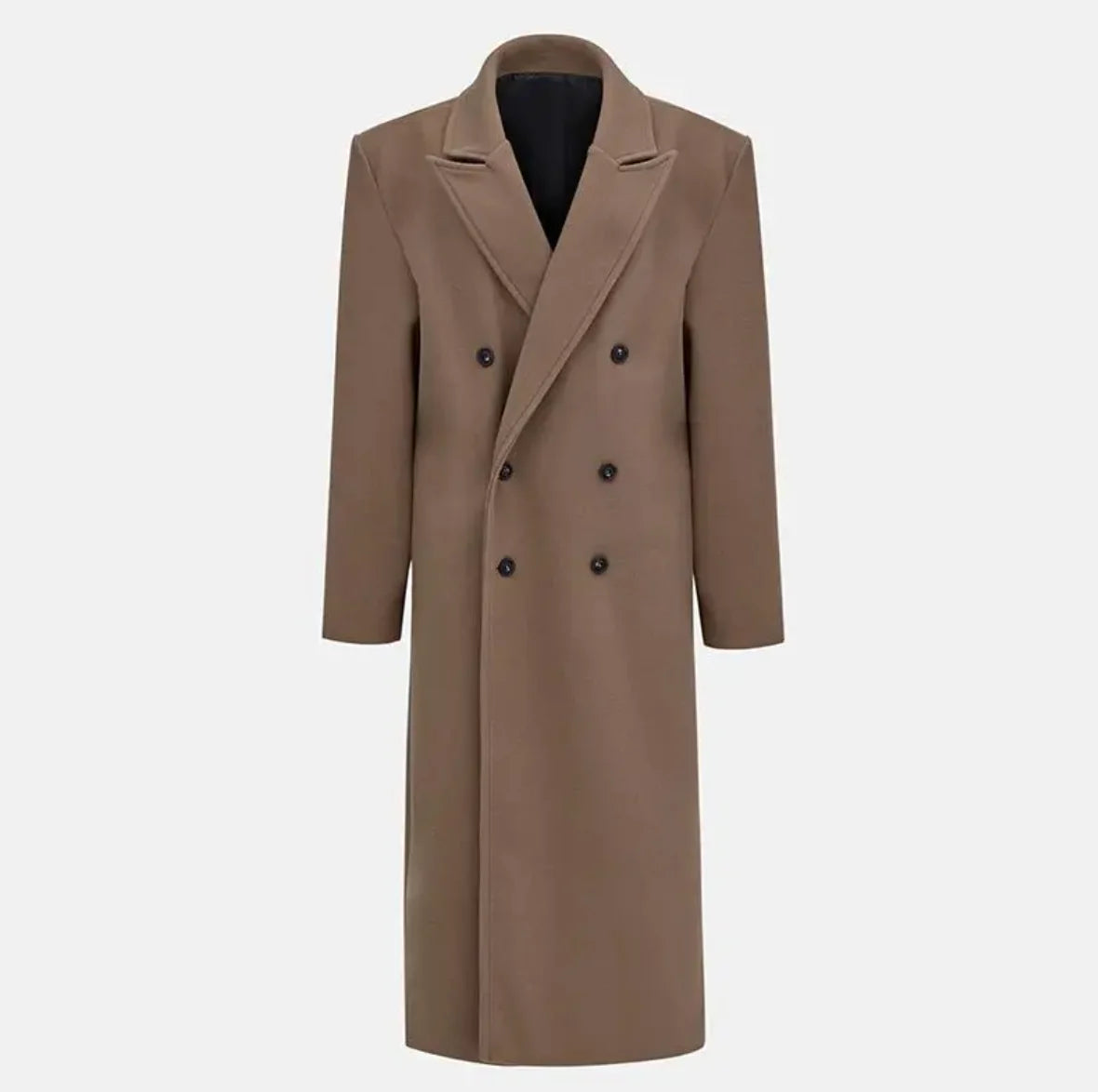 Wool Blend Suit Collar Long Coat