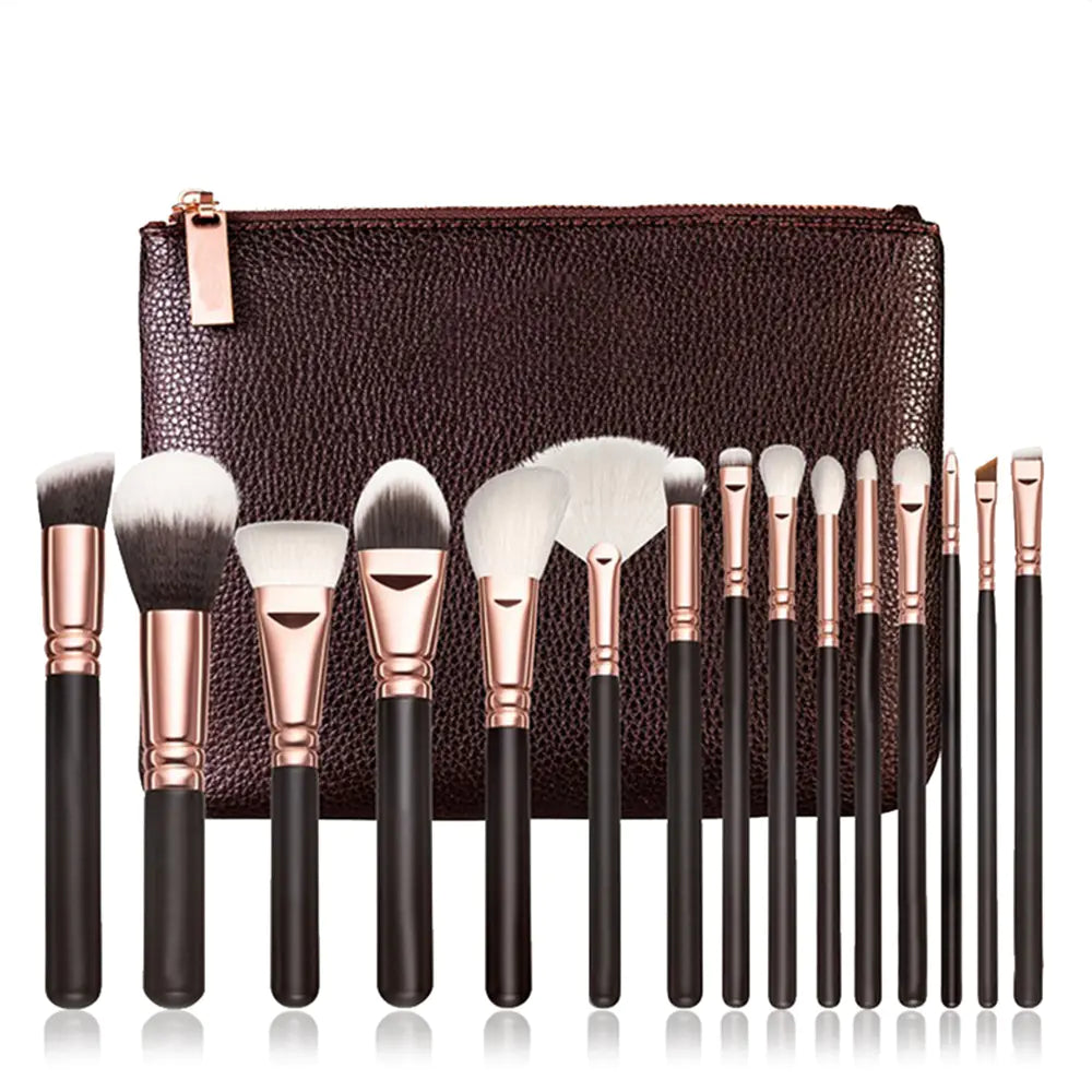 15-Piece Pink Rose Gold Makeup Brush Set