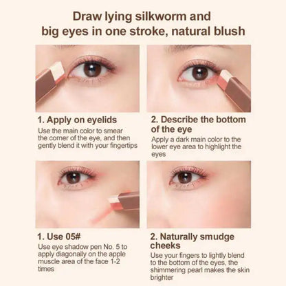 Dual Color Waterproof Velvet Eye Makeup Shadow Stick