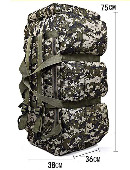 90L Camouflage Outdoor Backpack for Camping and Hiking