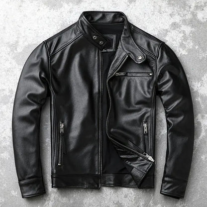Vintage Brown Classic Biker Leather Jacket for Men