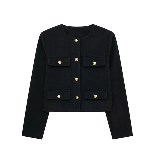 Fashion Casual Flip Trim Short Coat