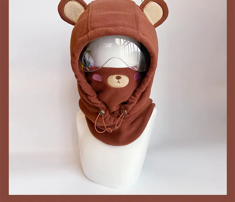 Cute Cartoon Windproof Ski Helmet Hat for Warmth