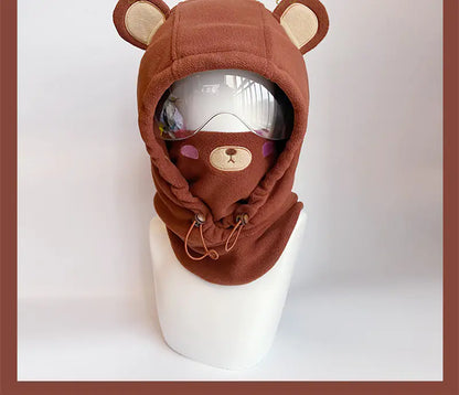 Cute Cartoon Windproof Ski Helmet Hat for Warmth