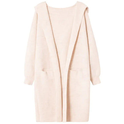 Long Hooded Knit Sweater Coat