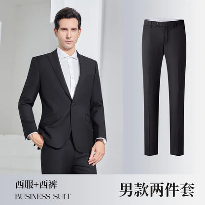 Men's Stylish Business Wool Suit Set - Solid Color Attire