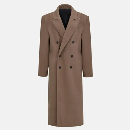 Wool Blend Suit Collar Long Coat