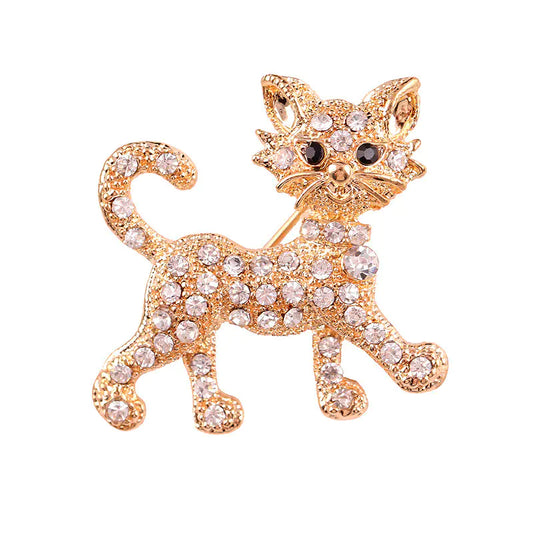 Cat Brooch, Floral Pin, Accessories