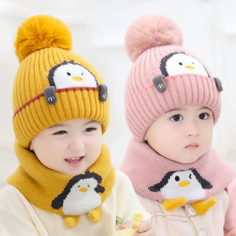 Knitted Scarf and Warm Winter Hat for Kids