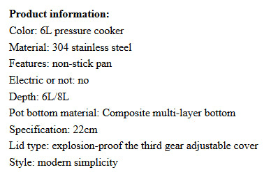 6L Stainless Steel Pressure Cooker