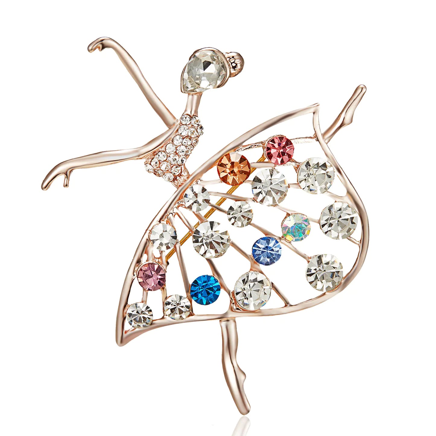 Fashionable Dancing Girl Brooch with Pearl and Rhinestones
