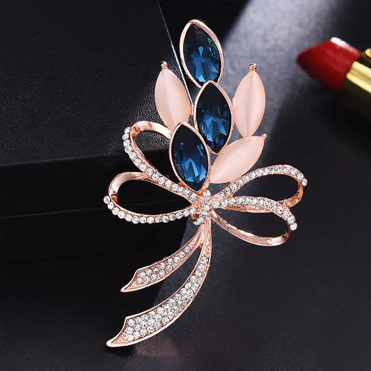 Fashionable High-End Rhinestone Brooch with Pearl