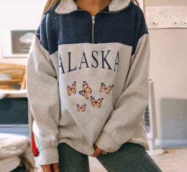 Women's Long Sleeve Zip Print Sweatshirt