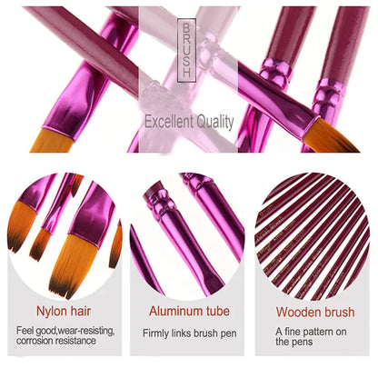 12 Purple Round Oil Paint Brushes & Watercolor Set