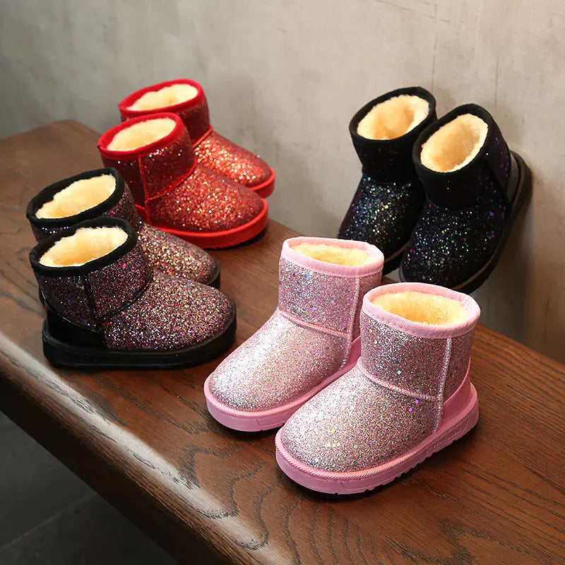 Kids' Sequin Winter Snow Boots - Warm & Stylish