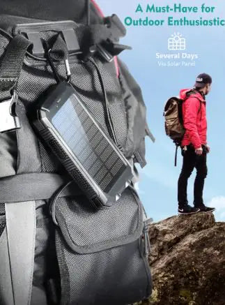 Life Light Solar Power Bank with LED Flashlight - 8000mAh, IP65 Waterproof, Dual USB Output