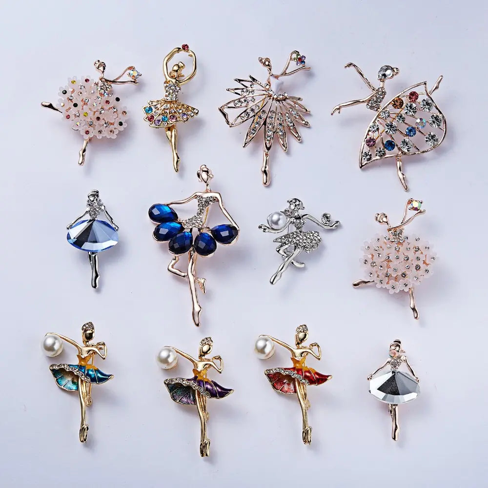 Fashionable Dancing Girl Brooch with Pearl and Rhinestones