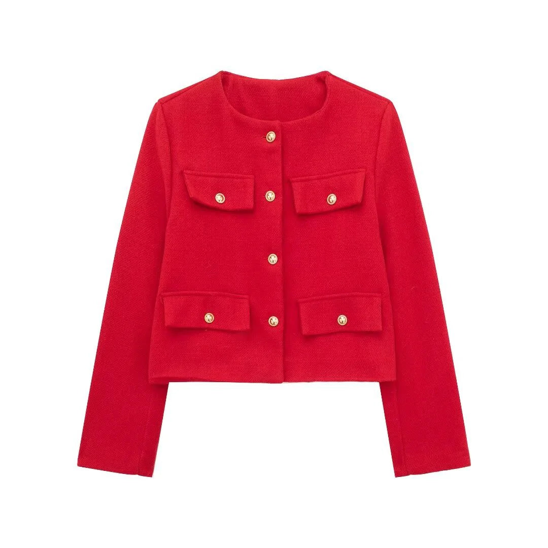 Fashion Casual Flip Trim Short Coat