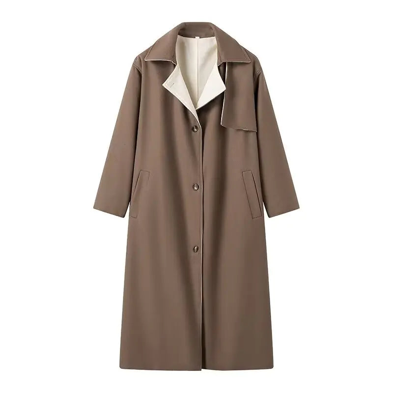 Long Style Woolen Coat for Women