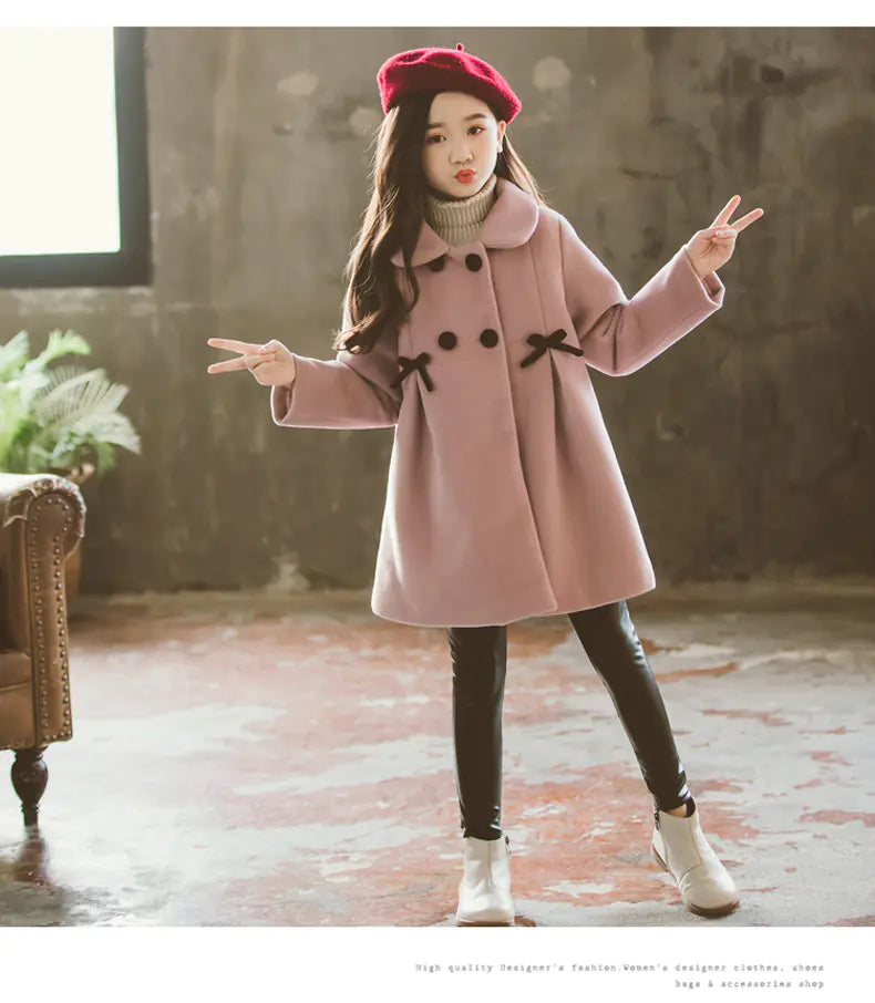Mid-Length Princess Style Woolen Coat