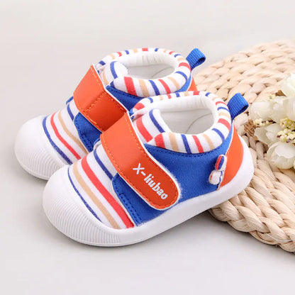 Striped Non-Slip Velcro Toddler Baby Shoes