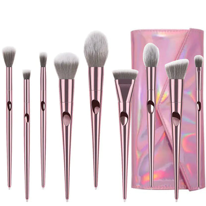 10 Long Handle Thumbprint Makeup Brushes