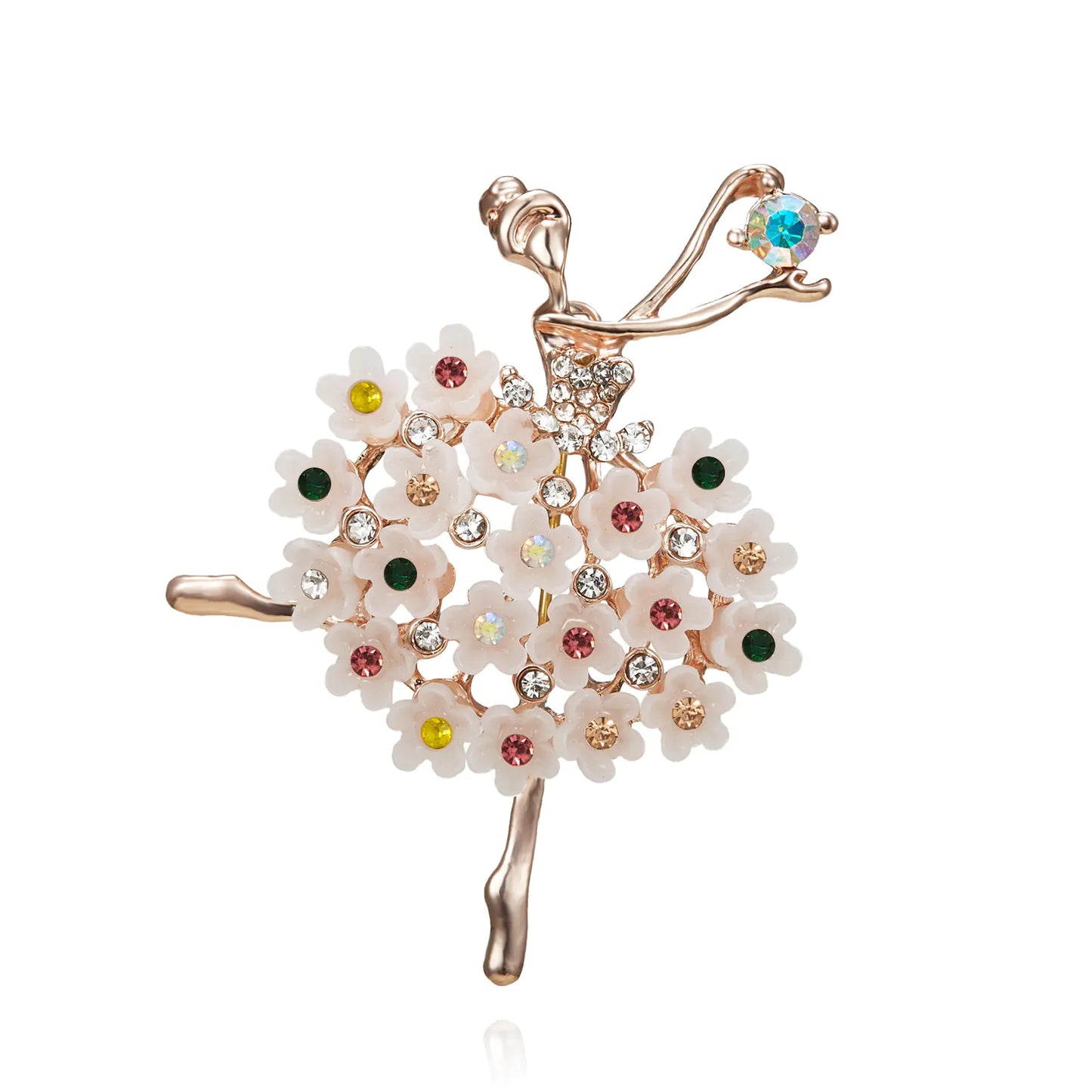 Fashionable Dancing Girl Brooch with Pearl and Rhinestones