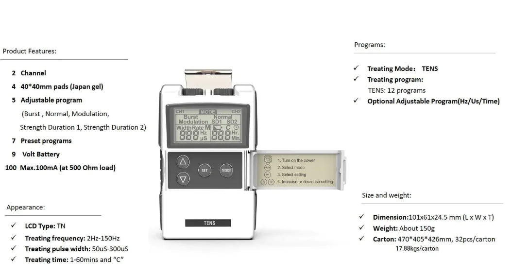 CE-Certified TENS  Physiotherapy Instrument
