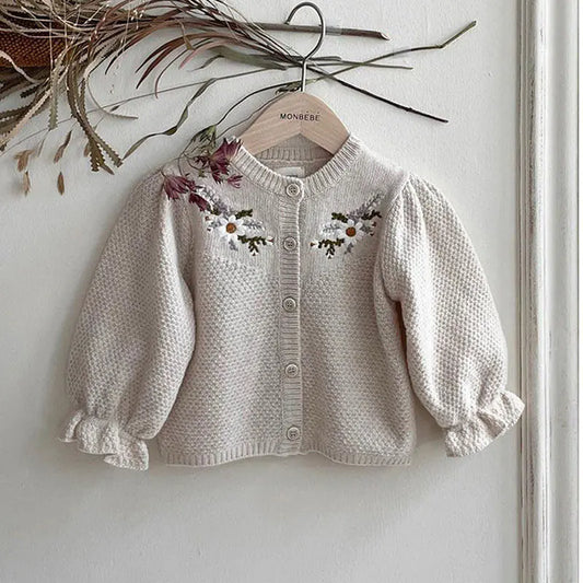 Fashionable Flower Sweater Coat for Kids and Babies