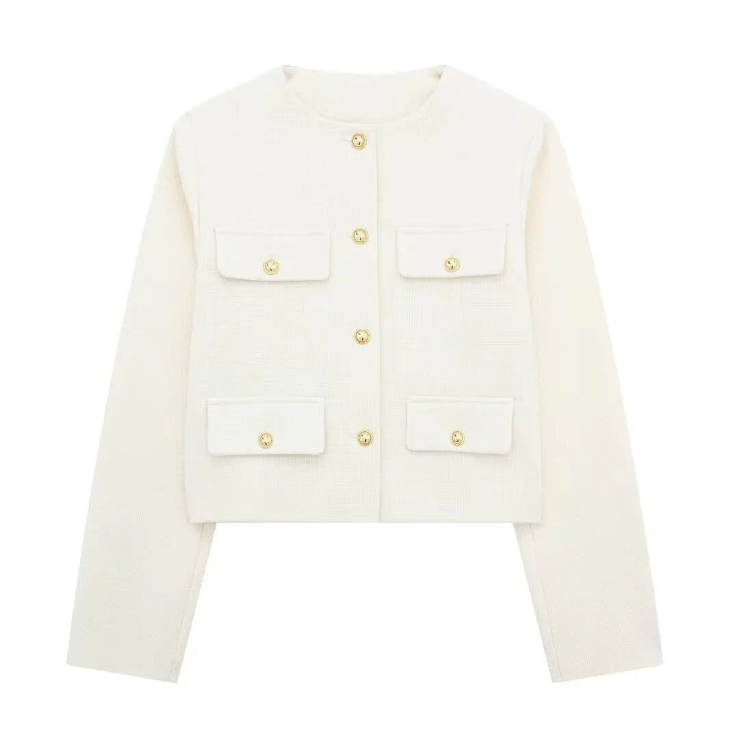 Fashion Casual Flip Trim Short Coat