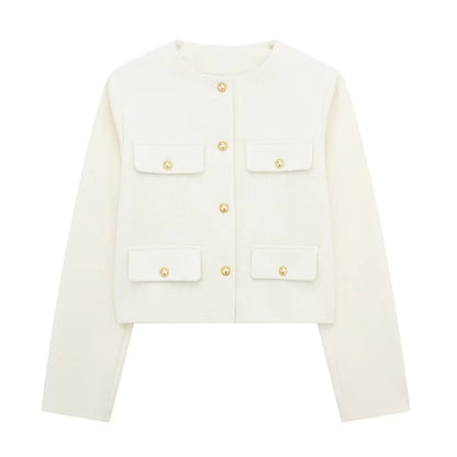 Fashion Casual Flip Trim Short Coat