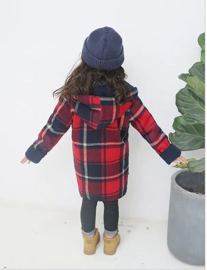 Winter New Girls' Plaid Lamb Wool Coat for Kids