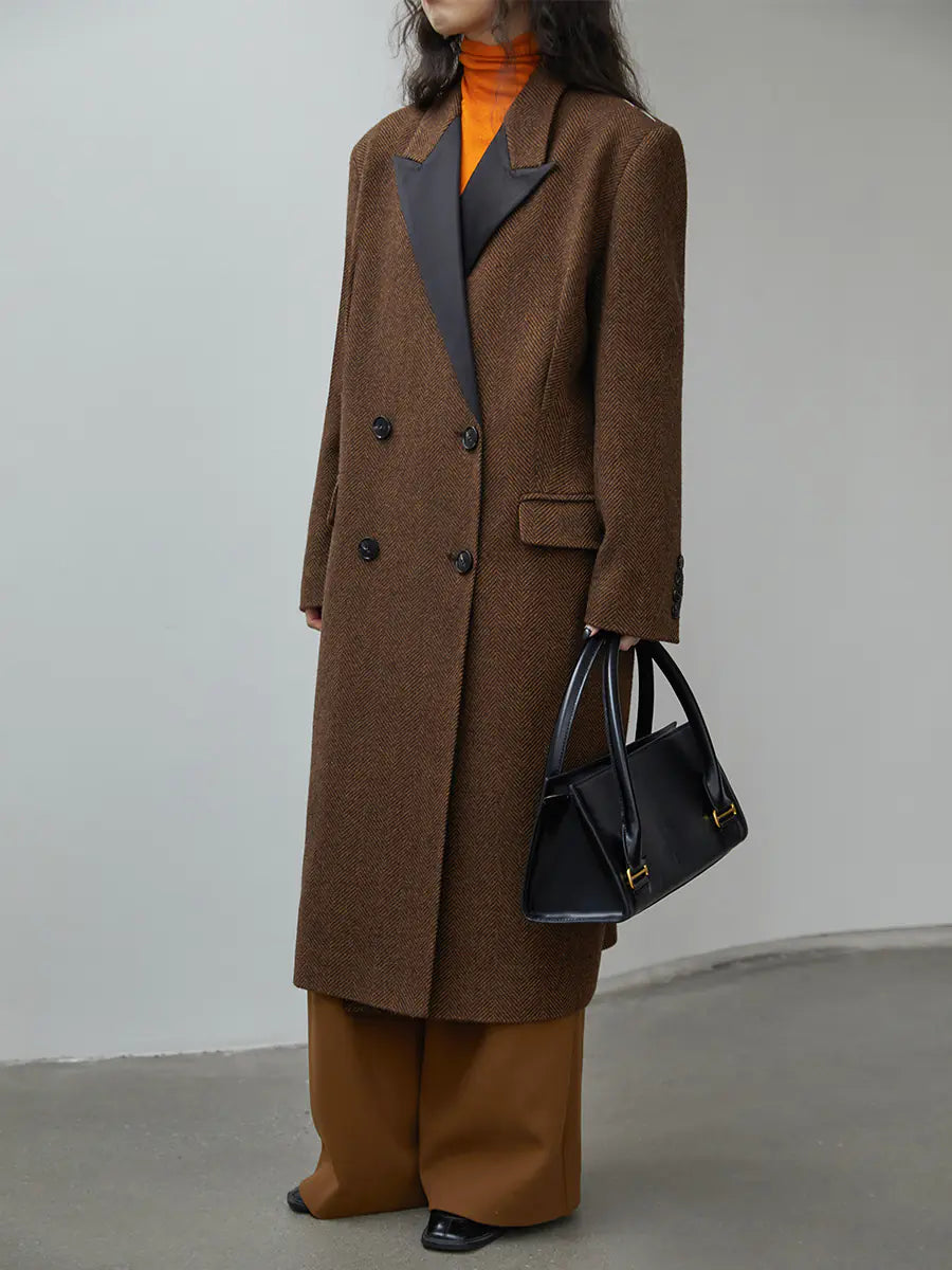 Women's Loose Long Gun Lapel Coat
