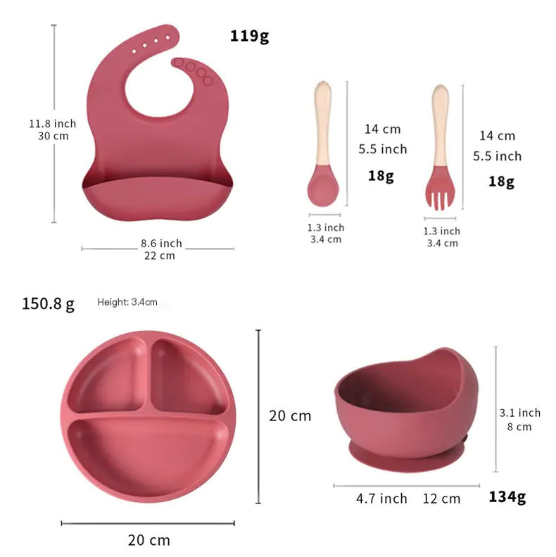 Silicone Suction Cup Divided Plate Set for Kids