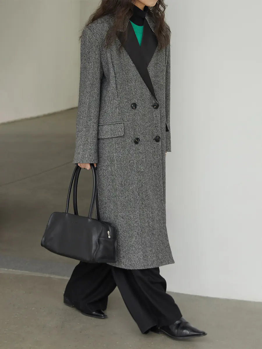 Women's Loose Long Gun Lapel Coat