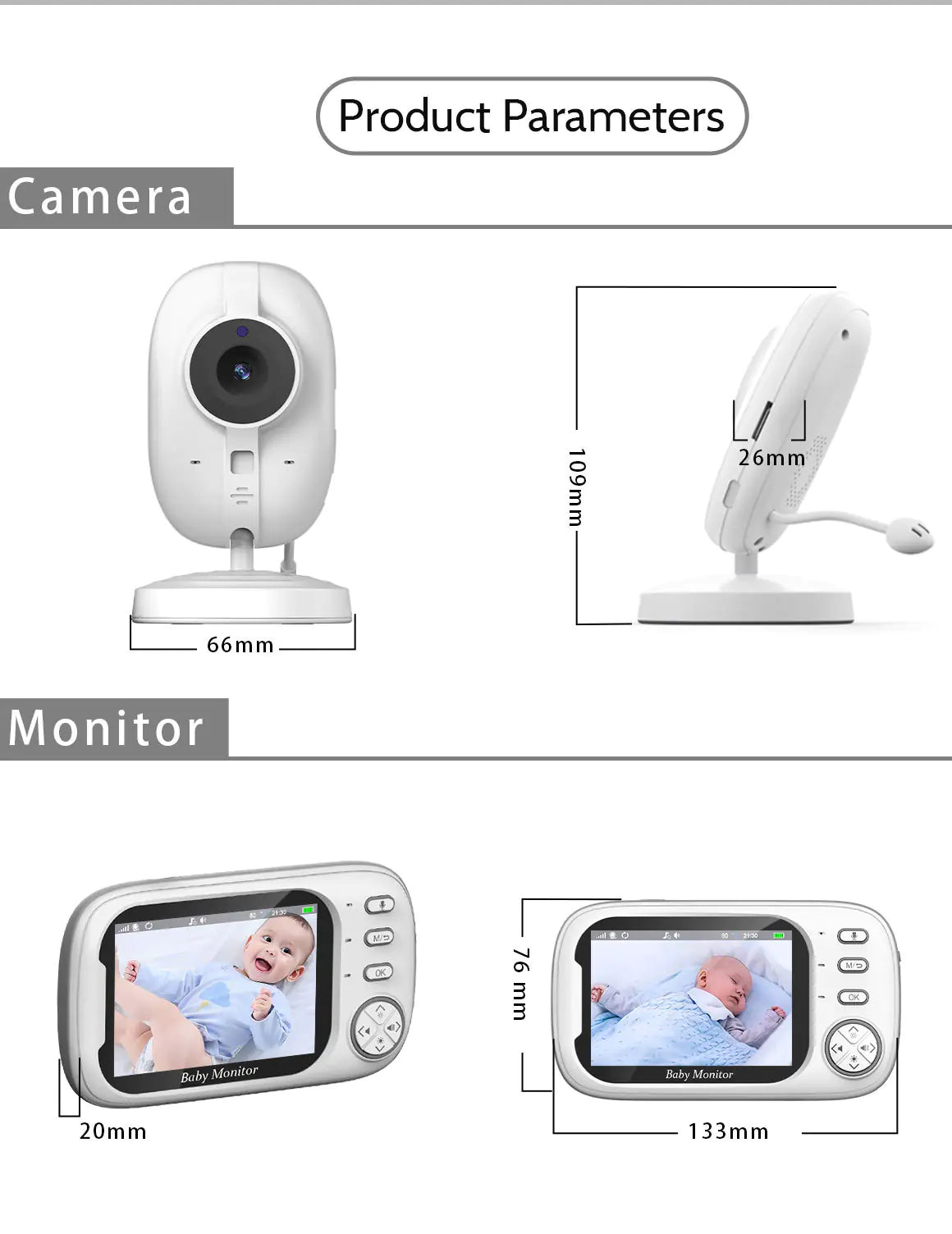 3.5-Inch Wireless Video Baby Monitor Camera