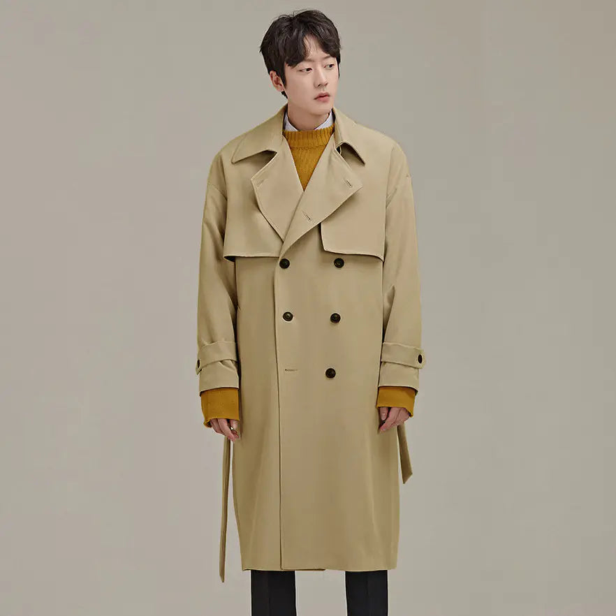 Men's Double Breasted Loose Trench Coat