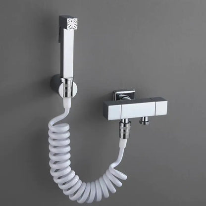 Square Black Brass Bidet Sprayer Set with Angle Valve