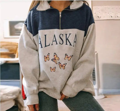 Women's Long Sleeve Zip Print Sweatshirt