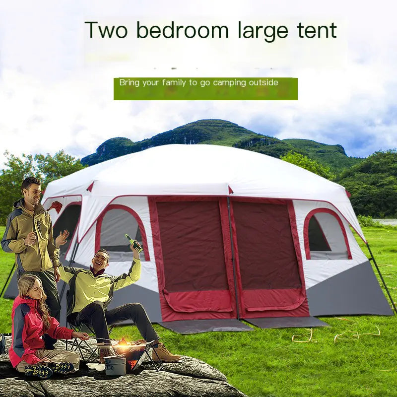 New Outdoor Two-Bedroom Camping Tent for 6-12 People