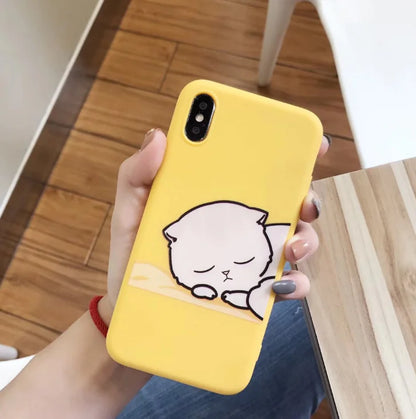Cat Phone Case, Yellow Apple Phone Cover