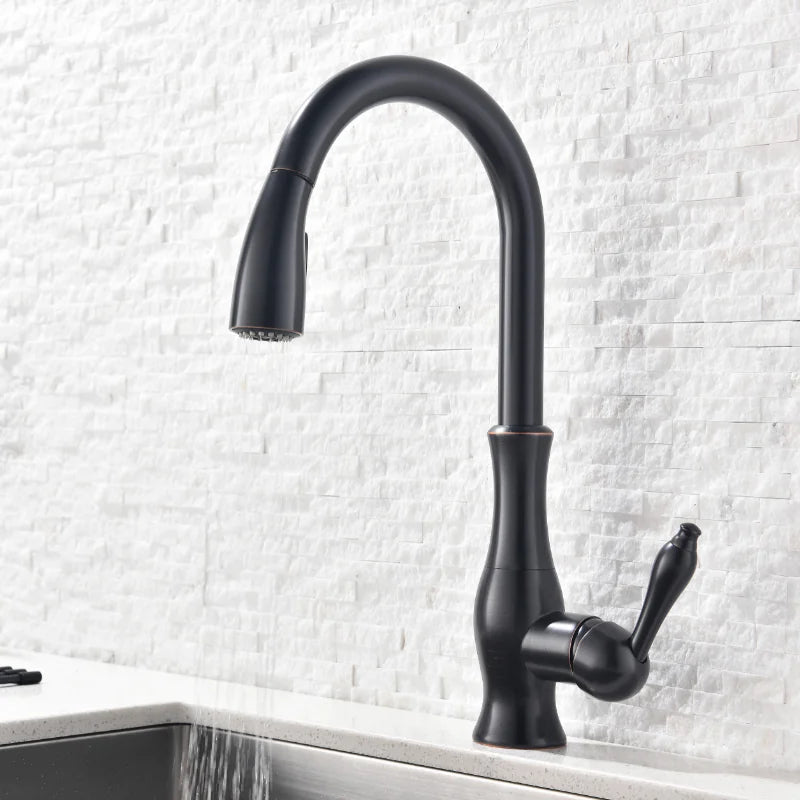 All Copper Rotatable Pull-Out Kitchen Faucet